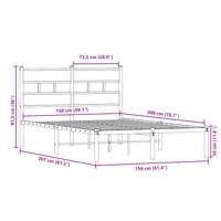 Bedframe zonder matras metaal gerookt eikenkleurig 150x200 cm - thumbnail