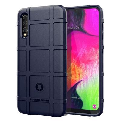 Schokbestendig Rugged Shield volledige dekking beschermende siliconen case voor Galaxy A70 (blauw)
