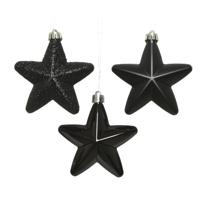 Ster plc l2b7.5h7.5 cm zwart 6st kerstboomversiering kerst Decoris - Decoris - thumbnail