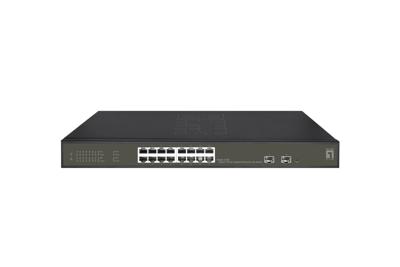 LevelOne ges-2118p hilbert 18-port gigabit poe smart lite managed l2 switch, 16x poe, 230w, 2x sfp