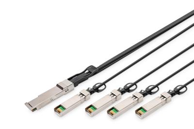 DIGITUS Universele 40 Gbit/s QSFP+ naar 4x SFP+ 10 Gbit/s DAC-Breakout Kabel - 3m - 10 Gbit/s per kanaal - Netwerkkabel - Direct Attach Cable - Direct Attach Copper