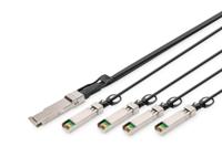DIGITUS Universele 40 Gbit/s QSFP+ naar 4x SFP+ 10 Gbit/s DAC-Breakout Kabel - 3m - 10 Gbit/s per kanaal - Netwerkkabel - Direct Attach Cable - Direct Attach Copper - thumbnail
