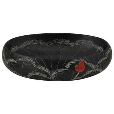 Opzetwasbak ovaal 59x40x15 cm keramiek zwart