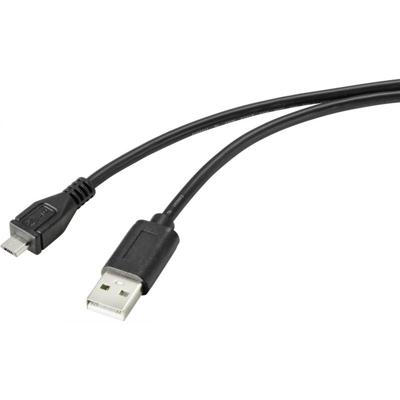Renkforce RF-4716836 USB-kabel USB 2.0 USB-A stekker, USB-micro-B stekker 2.00 m Zwart Met anti-microbacterieel oppervlak