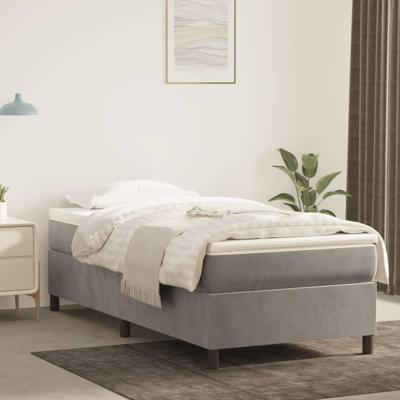 Boxspring met matras fluweel lichtgrijs 100x200 cm