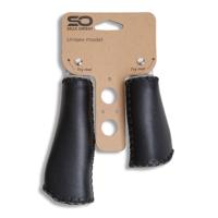 Selle Orient fiets handvatten - microvezel leer - schakelversnelling - 130/92mm - zwart - thumbnail