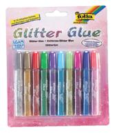 Folia glitterlijm 10 kleuren met 9,5 ml lijm - thumbnail