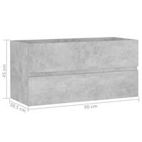 Wastafelkast 90x38,5x45 cm spaanplaat betongrijs - thumbnail