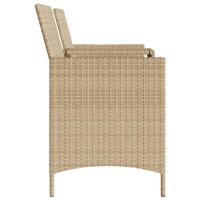 Tuinbank 2-zits met tafel en voetenbanken poly rattan beige - thumbnail