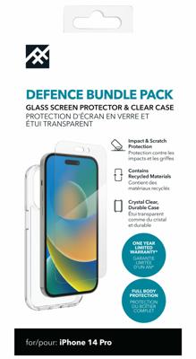 ZAGG iFrogz Defensie beschermhoes compatibel met iPhone 14 Pro, bonusschermbeschermer, duurzaam, klikbestendig, antislip, slank, gerecycled, helder
