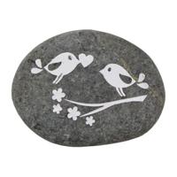 Zwarte Gelukssteen Love Birds op Tak - thumbnail