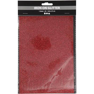 Creativ Company Opstrijkfolie glitter rood, a5 Creativ Company Opstrijkfolie glitter rood, a5
