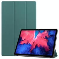 Voor Lenovo Tab P11 (TB-J606F) Custer Texture Horizontale Flip Lederen behuizing met drieklapbare houder & slaap / wake-up functie(Donkergroen) - thumbnail