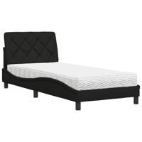 Bed met matras stof zwart 90x200 cm - thumbnail