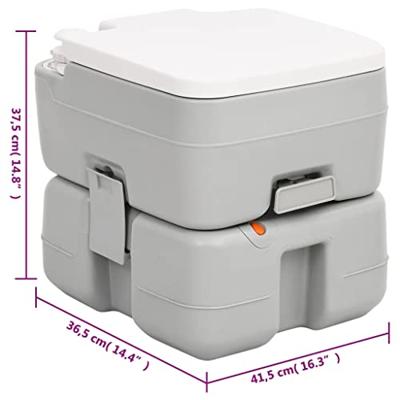 VidaXL Campingtoilet draagbaar 15+10 l hdpe grijs en wit