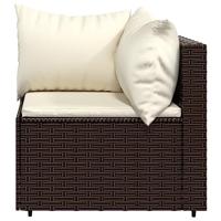 4-delige Loungeset met kussens poly rattan bruin - thumbnail