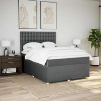 Boxspring met matras stof donkergrijs 160x200 cm - thumbnail