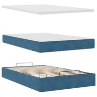 Ottoman bed met matras 120x200cm fluweel donkerblauw - thumbnail