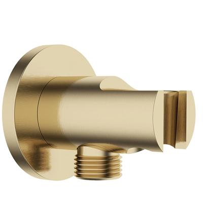 Wiesbaden Wandaansluitbocht met Handdouchehouder - Rond - 1/2 Inch - Geborsteld Messing