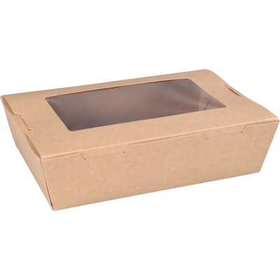 Depa Bak | Karton + PE + PET-coating | met venster | maaltijdbox | 180x120x50mm | bruin | 200 stuks