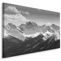 Schilderij - Prachtige Bergen in zwart/wit, premium print - thumbnail