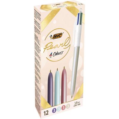 Bic 4-kleurenbalpen Pearl, doos van 12 stuks, assorti