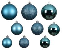 Kerstbalmix kunststof d6 cm blauw 30 st Decoris - Decoris - thumbnail