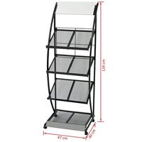 VidaXL Tijdschriftenrek zwart en wit 47x40x134 cm a4 - thumbnail