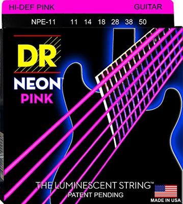 DR Strings NPE-11 Hi-Def Neon pink 11-50 set snaren voor elektrische gitaar DR Strings NPE-11 Hi-Def Neon pink 11-50 set snaren voor elektrische gitaar