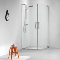 Douchecabine Sealskin Get Wet Impact Kwartrond 90x90x195cm Chroom/Zilver Hoogglans Helder Glas - thumbnail