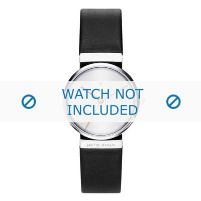 Horlogeband Jacob Jensen 850 / 851 / 852 / 853 Shine Leder Zwart 17mm