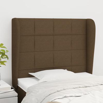 Hoofdbord met randen 103x23x118/128 cm stof donkerbruin