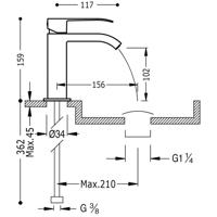 Wastafelkraan Waterval Cuadro-Tres Tres - thumbnail