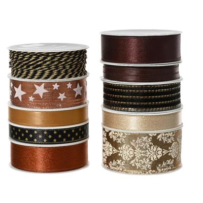 Lint polyester 10 assorti zwart/goud