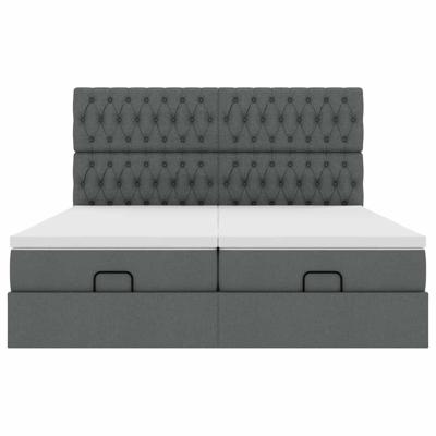 Ottoman bed met matrassen 160x200cm stof donkergrijs
