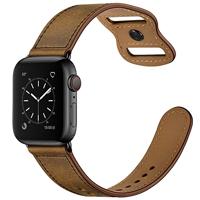 By Qubix - Leren bandje dubbele lus - Gemeleerd bruin - Compatible met Apple Watch 44mm / 45mm / 46mm / 49mm - Compatible Apple watch bandjes - thumbnail