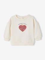 Babysweater met hartjes in bouclé ecru - thumbnail