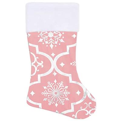 Kerstboomrok luxe met sok 122 cm stof roze - thumbnail