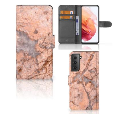 Samsung Galaxy S21 | Bookcase | Marmer Oranje