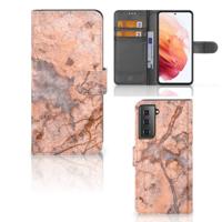Samsung Galaxy S21 | Bookcase | Marmer Oranje - thumbnail