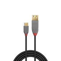 LINDY 36897 0,15 m USB 2.0 type C aan A adapterkabel, antraciet - thumbnail