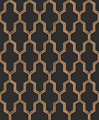 Dutch Wallcoverings Wall Fabric/Bs1 Geometric Black - Zwart