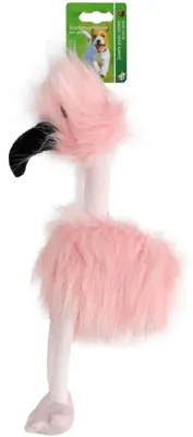 Boon Fluffy Bird hondenspeeltje roze & zwart 35cm