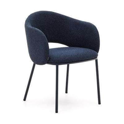 Kave Home Eetkamerstoel 'Maina' Chenille, kleur Donkerblauw Kave Home Eetkamerstoel 'Maina' Chenille, kleur Donkerblauw