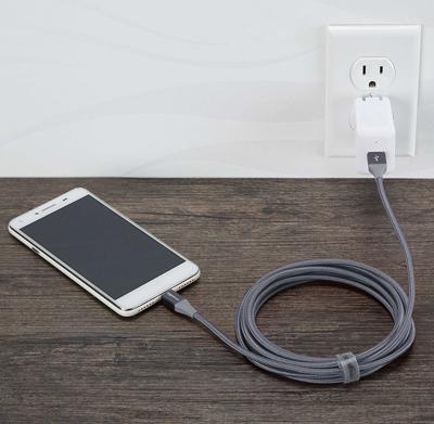 Amazon Basics USB 2.0 USB-A naar Micro USB-kabel, met dubbelgevlochten nylon, 3 m, tablet, donkergrijs