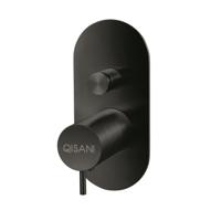 Inbouwkraan Qisani Flow Thermostatisch 2-weg Ovaal Geborsteld Mat Zwart - thumbnail
