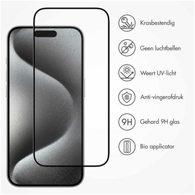 Accezz Gehard Glas Full Cover Screenprotector met applicator iPhone 15 Smartphone screenprotector Transparant Accezz Gehard Glas Full Cover Screenprotector met applicator iPhone 15 Smartphone screenprotector Transparant