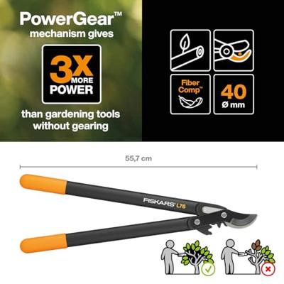 Fiskars PowerGear II takkenschaar bypass L58cm L76 - 1001553 - 1001553