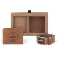 Leren portemonnee met naam - plus riem - thumbnail