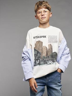 Oversized T-shirt met fotoprint JONEN ecru